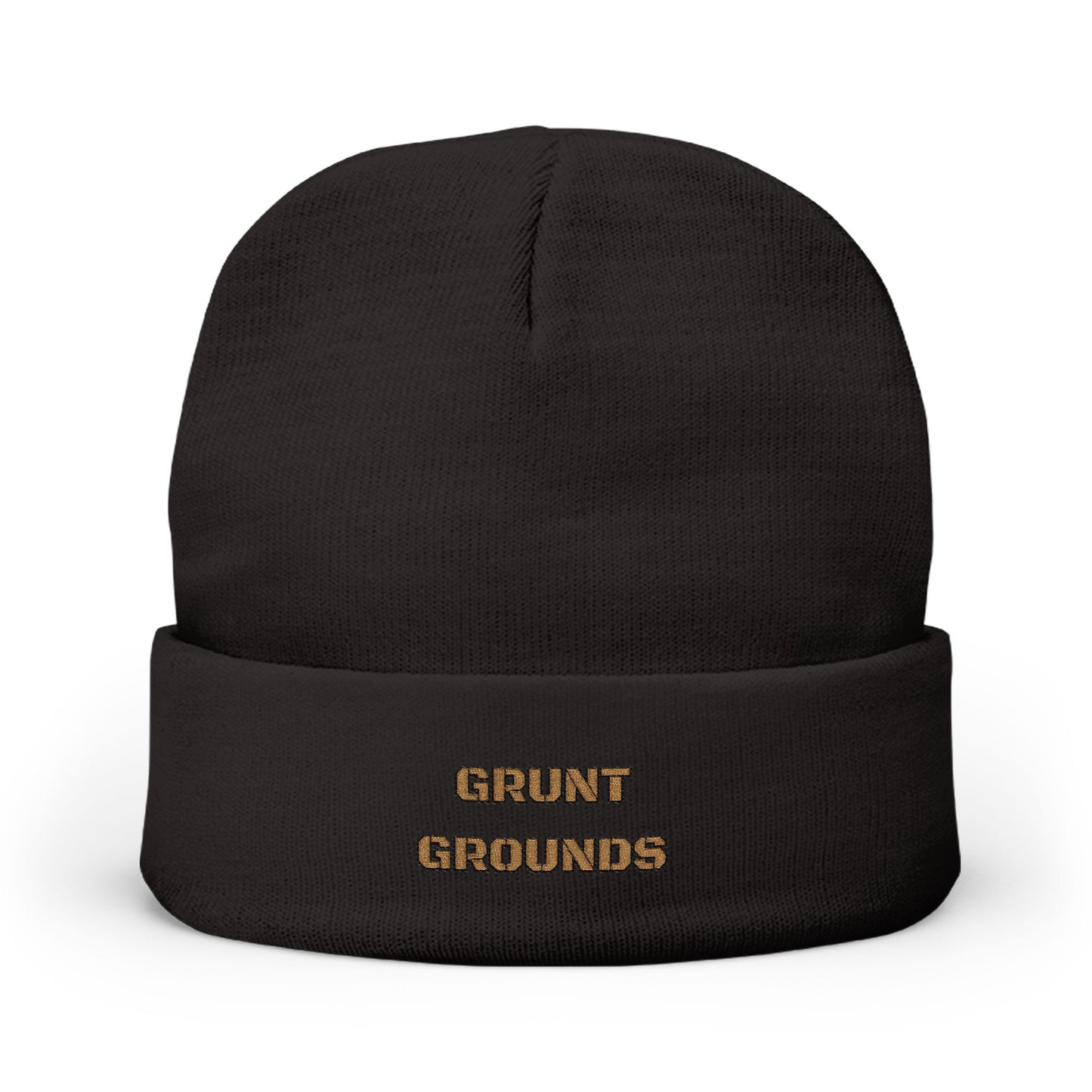 Embroidered 'Grunt Grounds' Knit Beanie