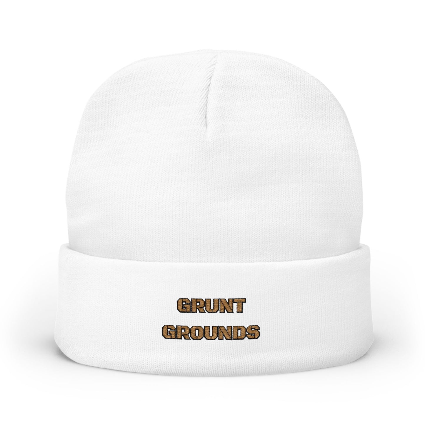 Embroidered 'Grunt Grounds' Knit Beanie
