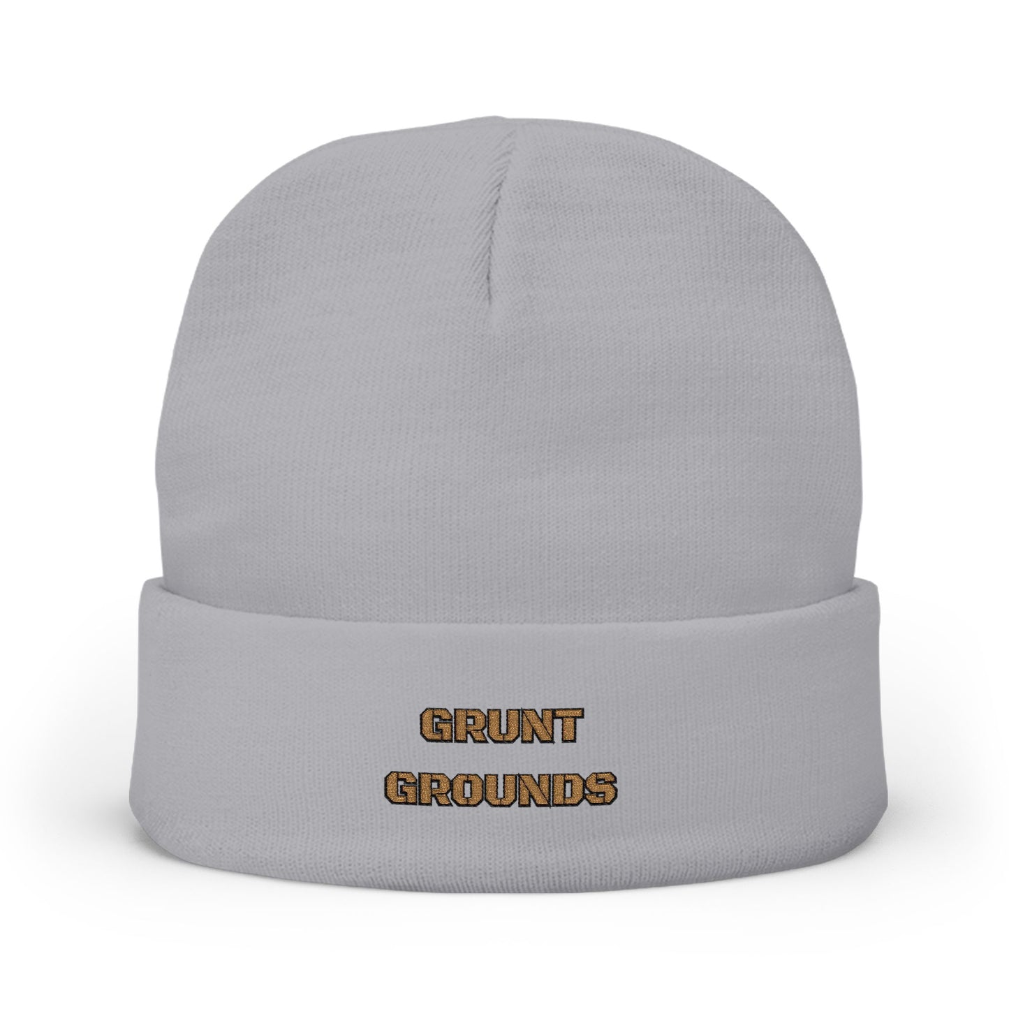 Embroidered 'Grunt Grounds' Knit Beanie