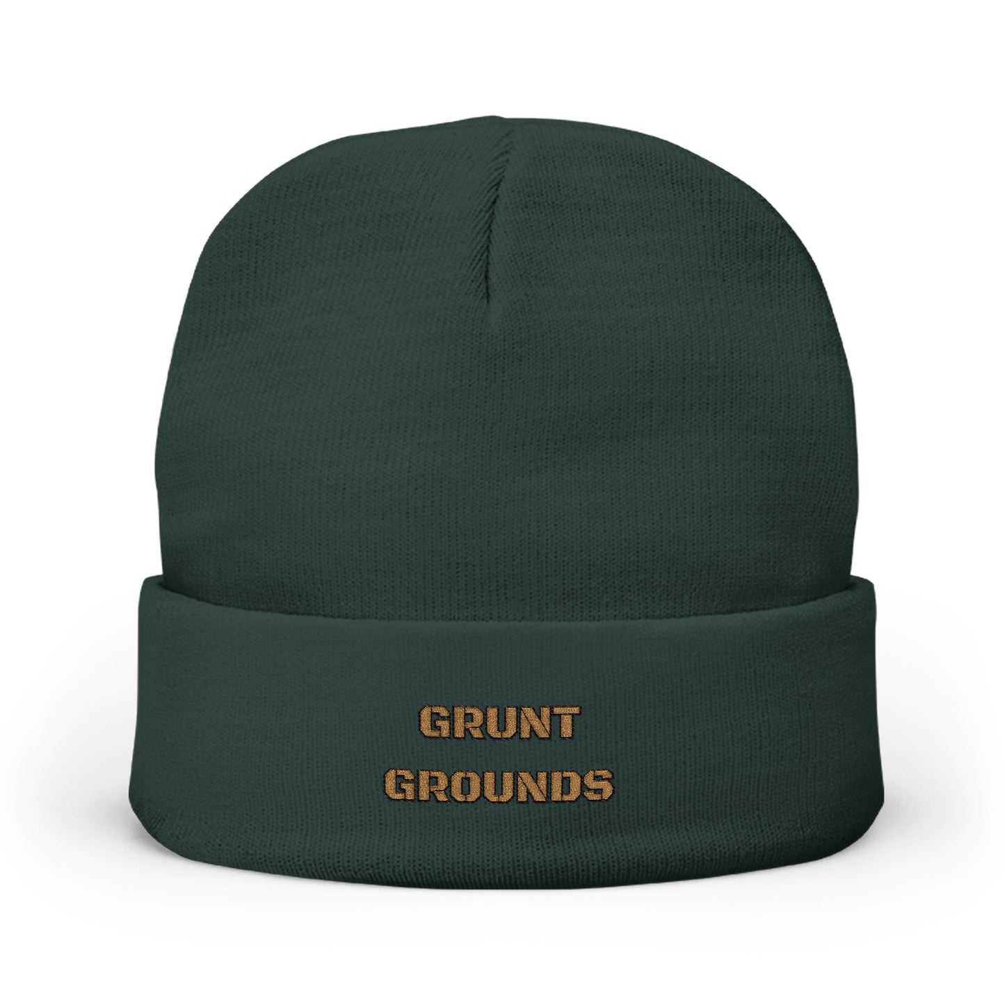 Embroidered 'Grunt Grounds' Knit Beanie
