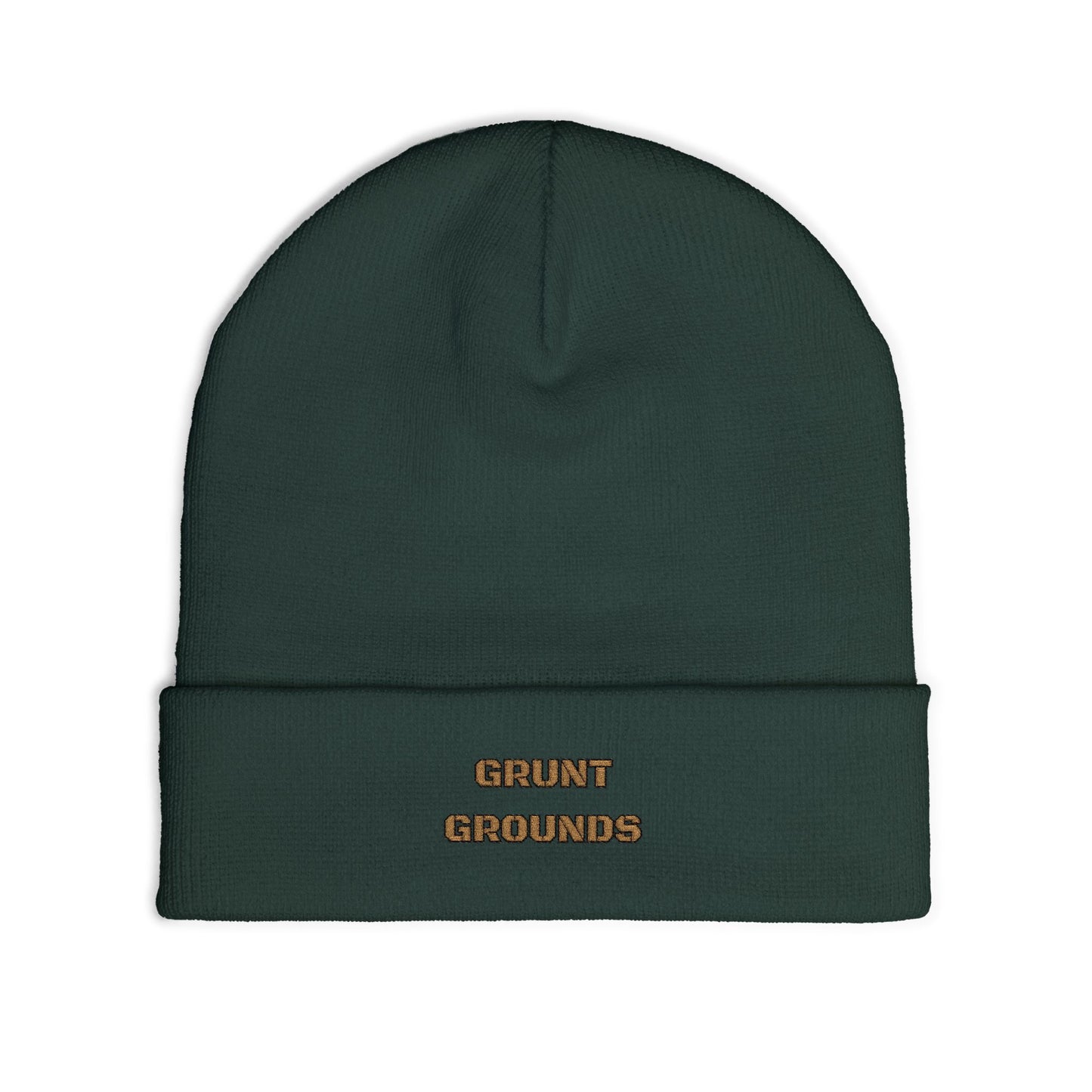 Embroidered 'Grunt Grounds' Knit Beanie
