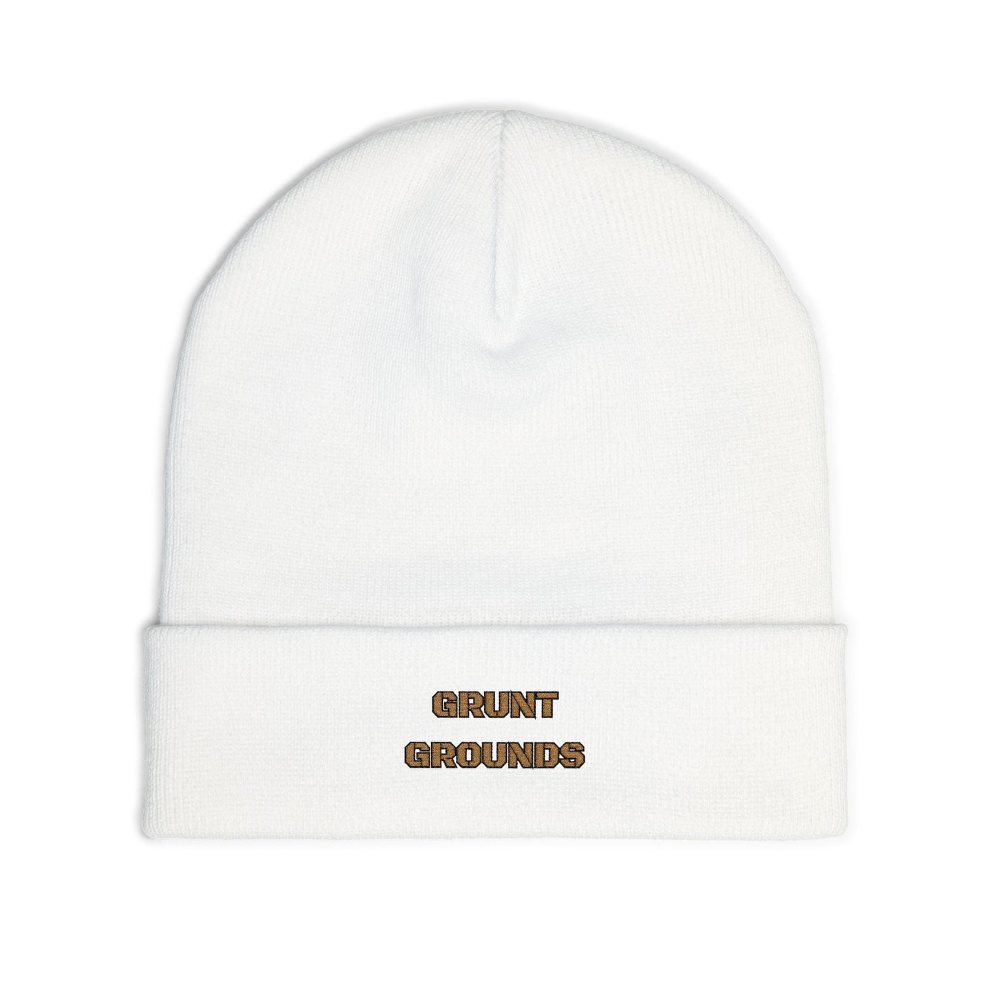 Embroidered 'Grunt Grounds' Knit Beanie
