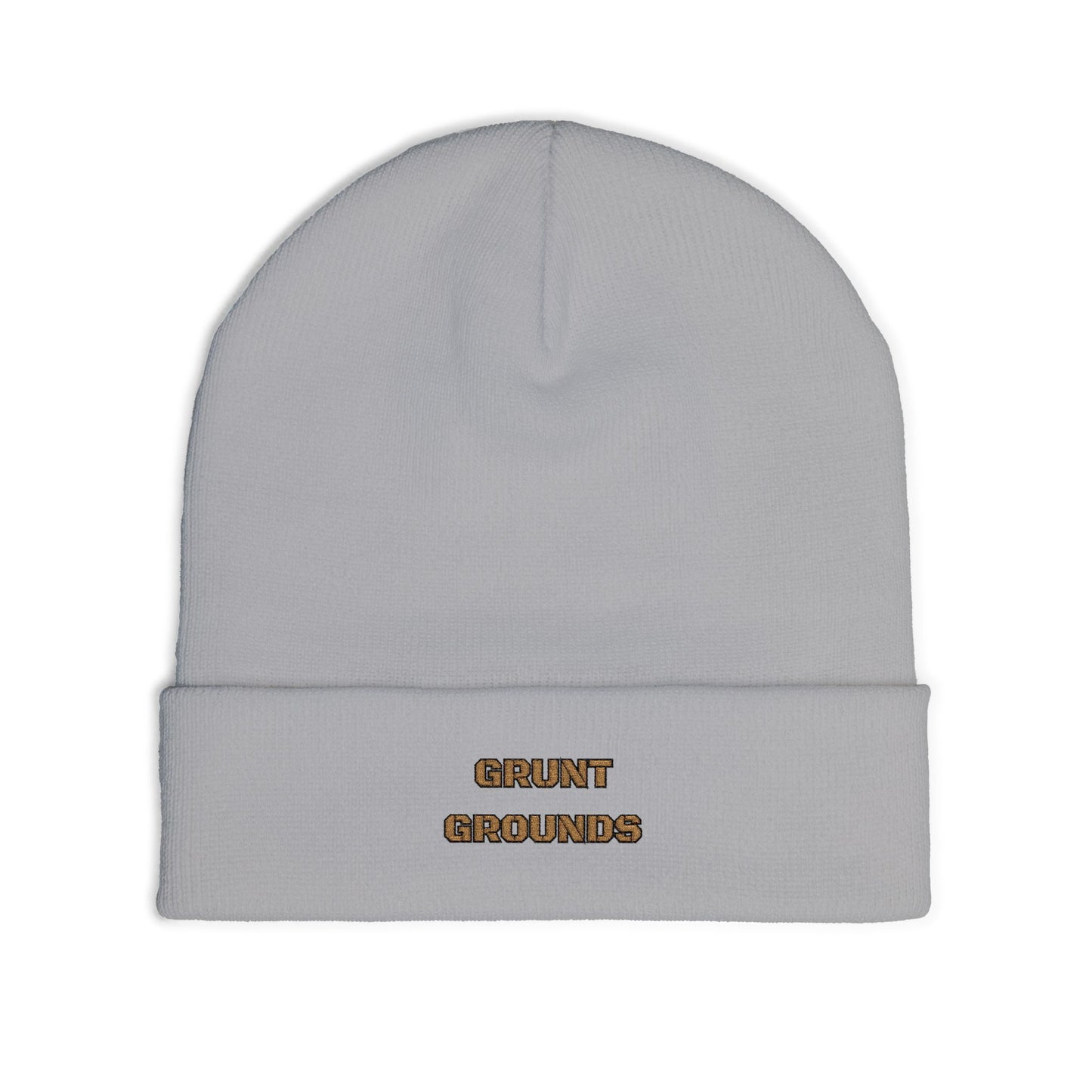 Embroidered 'Grunt Grounds' Knit Beanie