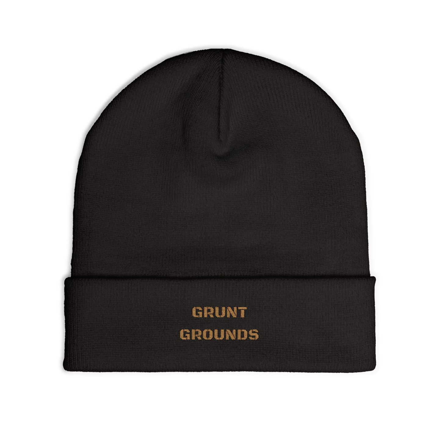 Embroidered 'Grunt Grounds' Knit Beanie