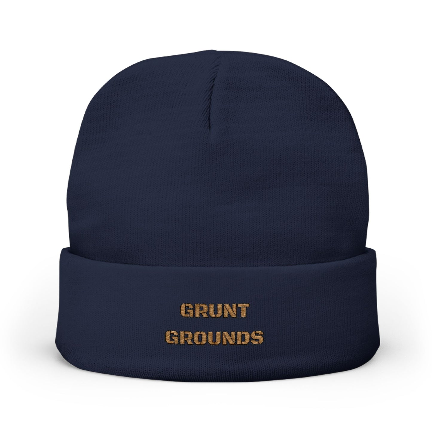 Embroidered 'Grunt Grounds' Knit Beanie