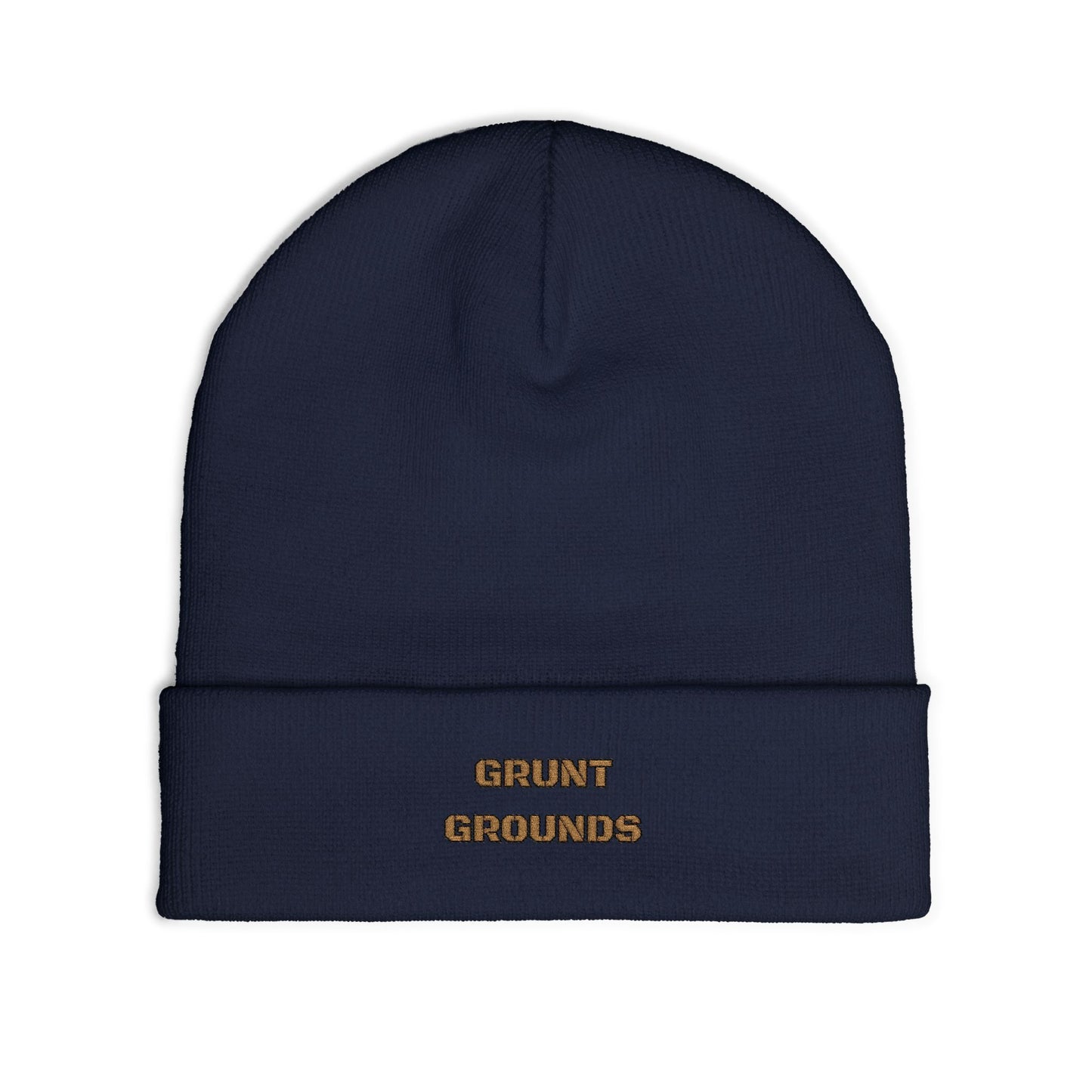 Embroidered 'Grunt Grounds' Knit Beanie